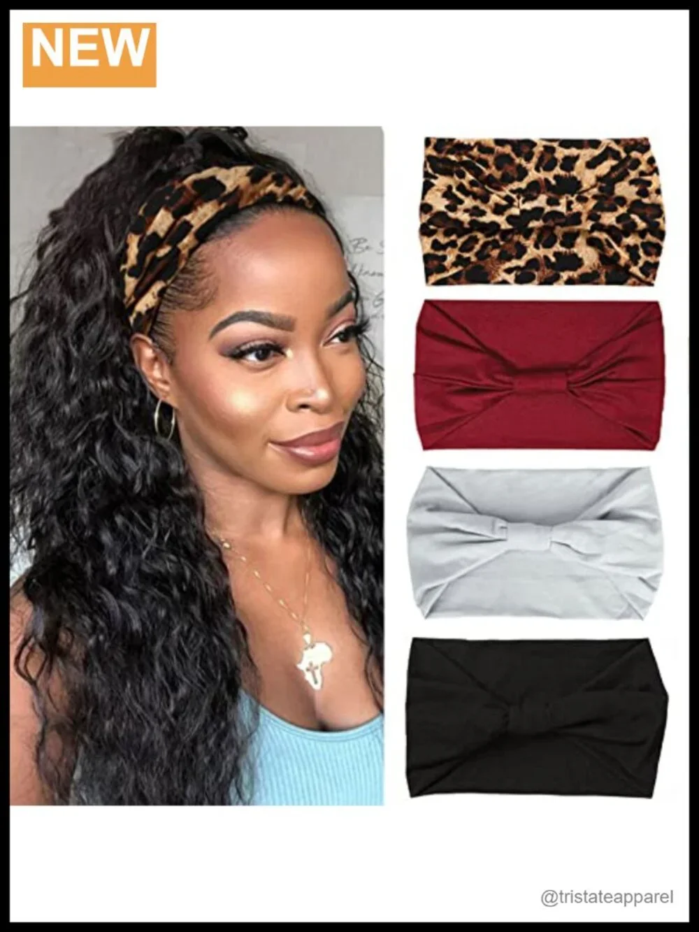 4 Pack Wide Headband Fashion Headscarf Bohemian Elastic Knotted Non-slip for